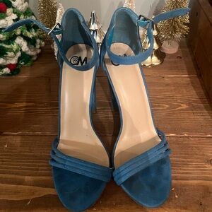 Chic Teal Ankle Strap Heels